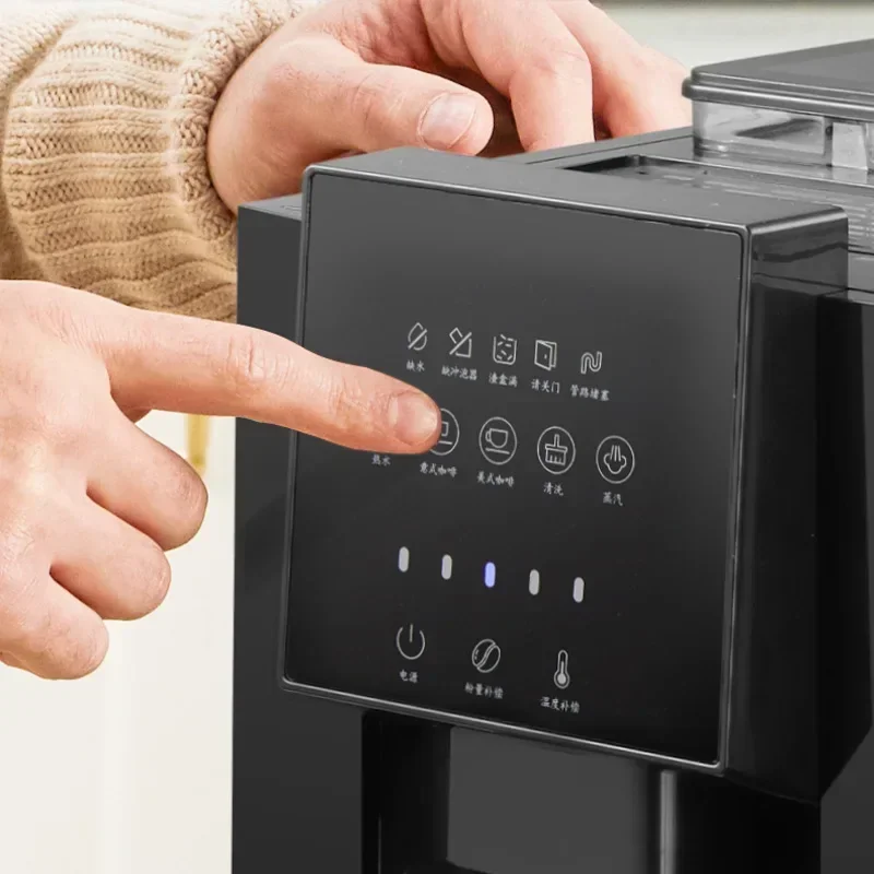 2025Fully automatic touch screen coffee machine household steam milk foam American freshly ground small coffee equipment