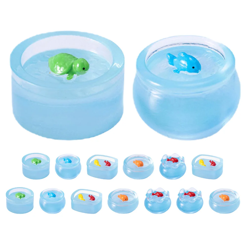 15 قطعة يتوهج في الظلام الراتنج مصغرة أطباق السمك دمية المشهد الصغير حوض السمك الحلي مضيئة خزان الأسماك الصغيرة