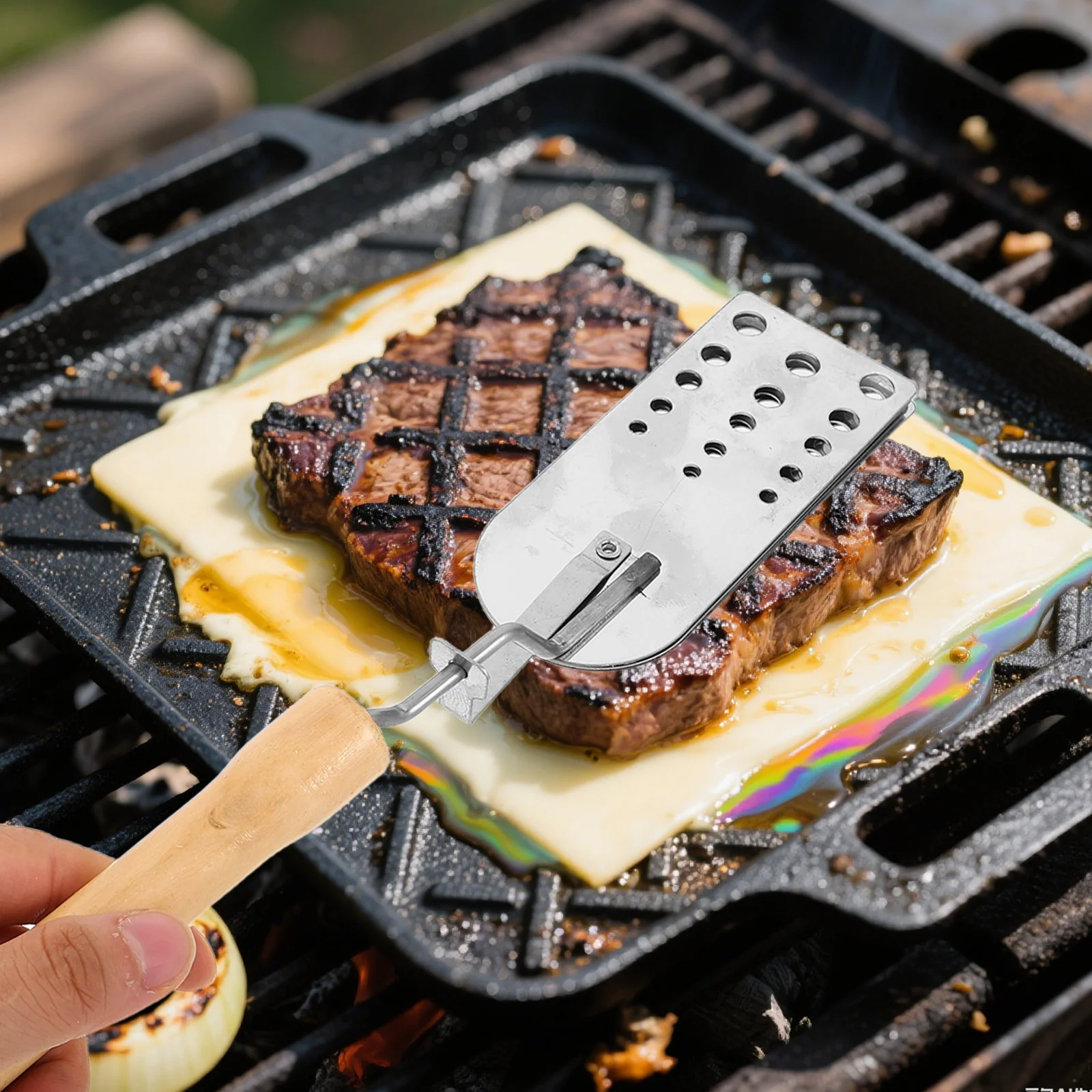 

Bbq Spatula Stainless Steel Flat Wide Surface Ergonomic Grip Multiuse Design for Grilling Burgers Steaks Pancakes Indoor Outdoor