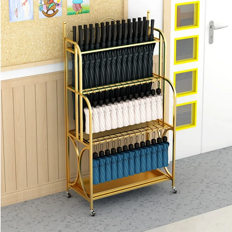 Large Capacity Umbrella Stand – Commercial Multi-Layer Storage Rack for Hotel Lobby or Classroom, Rain Gear Display System