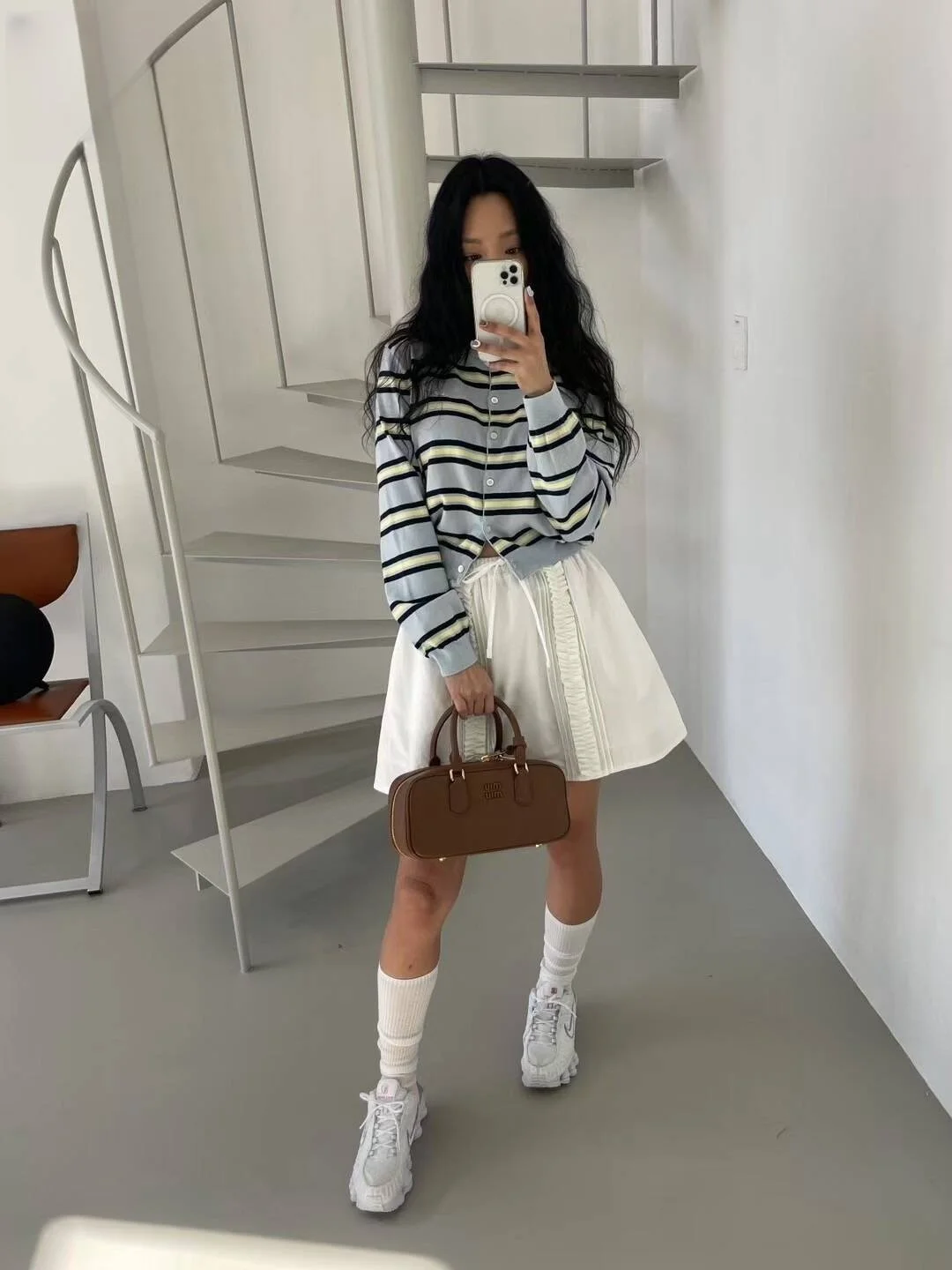 Spring New Classic Striped round Neck Button up Soft Knitted Open Cardigan Fashionable Design Sensation Women's Sweater