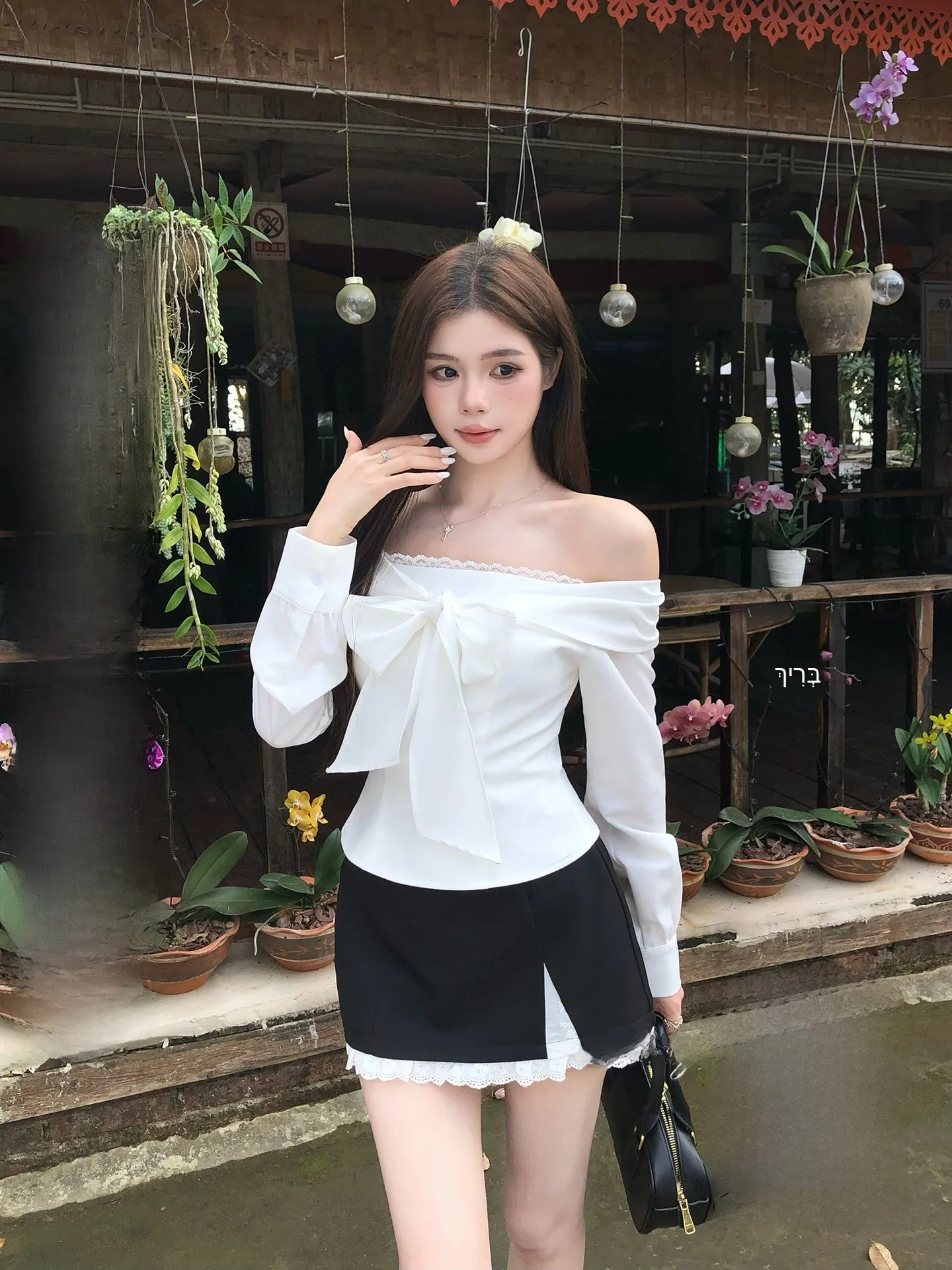 

Waaju Early Spring Lace Trim One oulder Waist Cinching Top Women's Date Day Outfit f Skirt Faion Set Breathable ort ...