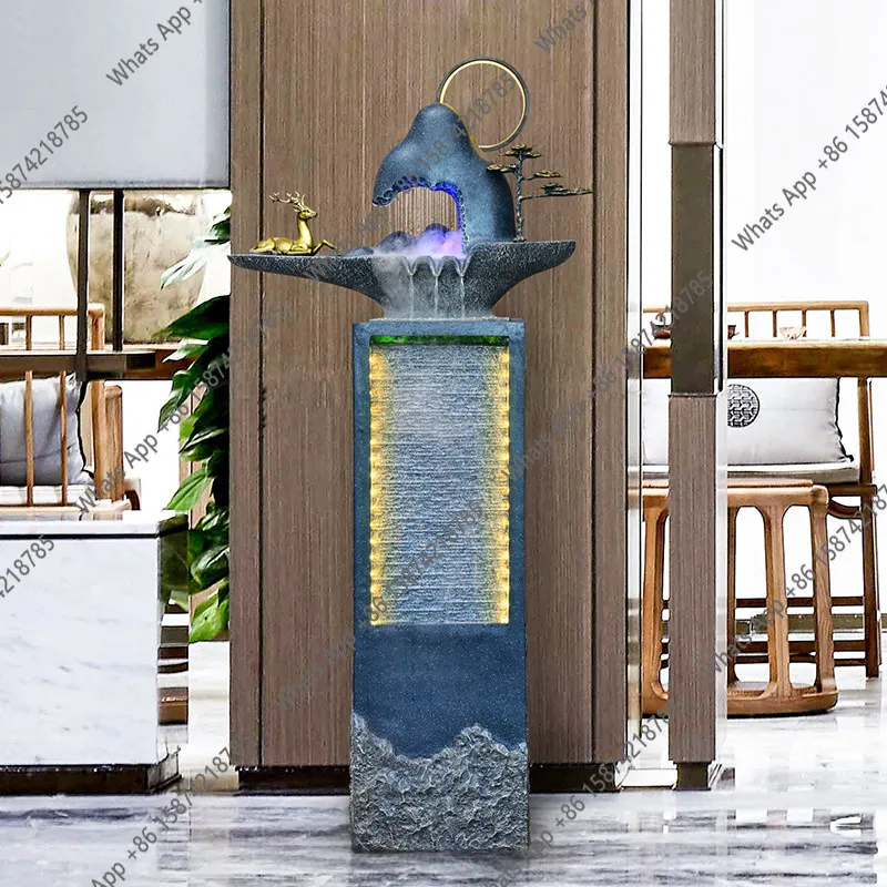 fountain, flowing water rockery ornament, water curtain wall, flowing water wall, company clubhouse lobby store front desk