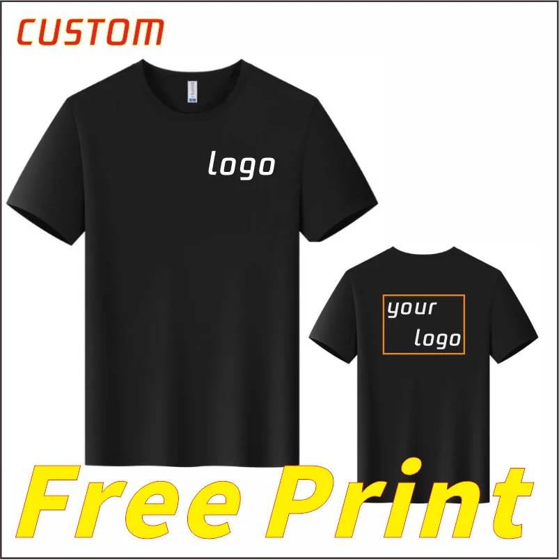 

Summer sports quick drying T-shirt printed logo, short sleeved round neck breathable and easy to dry shirt embroidered logo