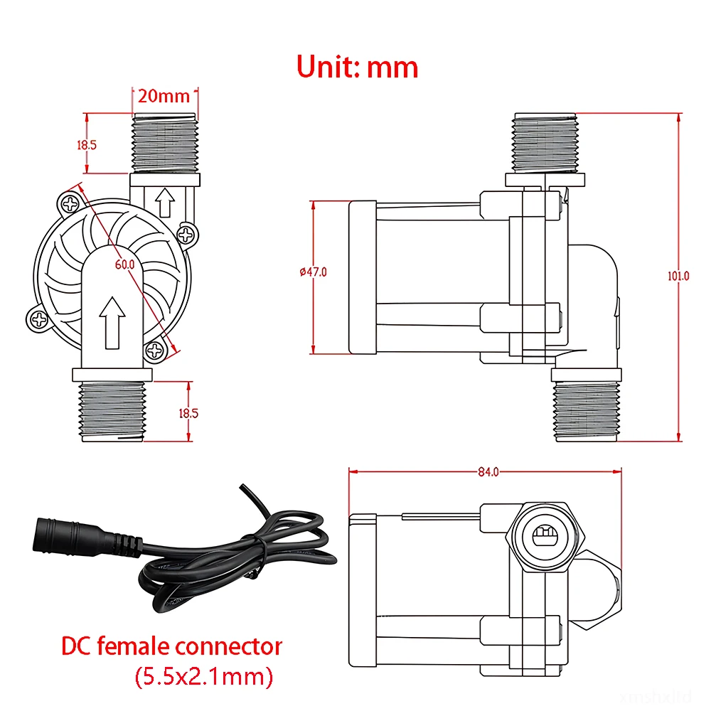 Small Silent Water-cooled Temperature Circulating Pump DC24V Brushless Motor Submersible Pump High Lift 14m Large Flow 1000L/H
