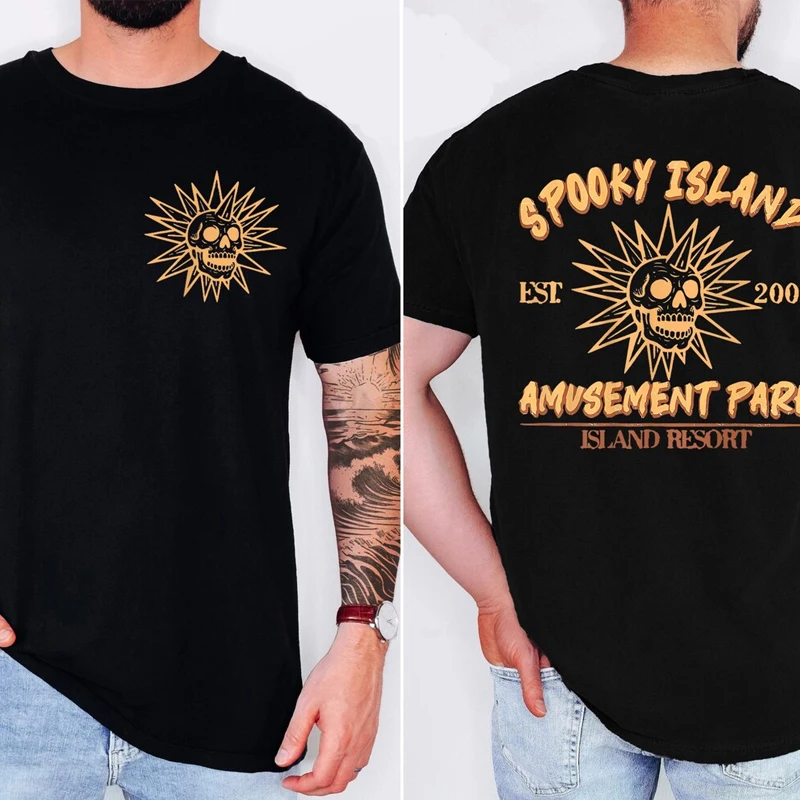 

Spooky Halloween T-shirt Y2k Short Sleeve Retro T Shirt Casual Round Neck Baggy Tshirt Men Women Fall Cotton Summer Tops Tees
