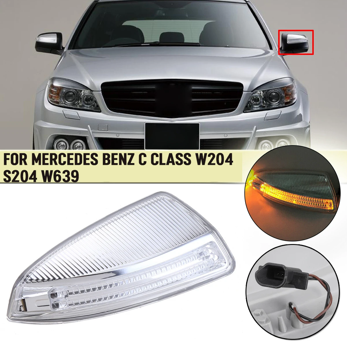 1X Right Side For Mercedes For Benz ML Class W164 ML300 ML500 ML550 C-Class W204 Car Door Rearview Mirror Turn Signal Light Lamp