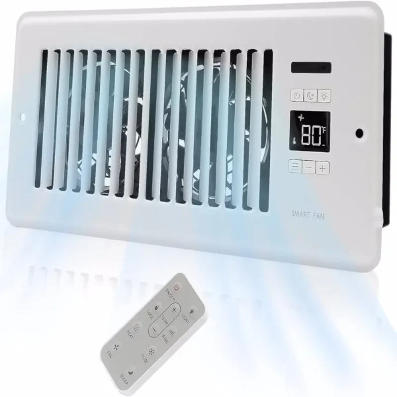 

New 4” x 10” Ultra-Quiet Register Booster Fan Auto-Fan Speed Adjust with Thermostat Control Ac Vent Booster Fan Better Heat