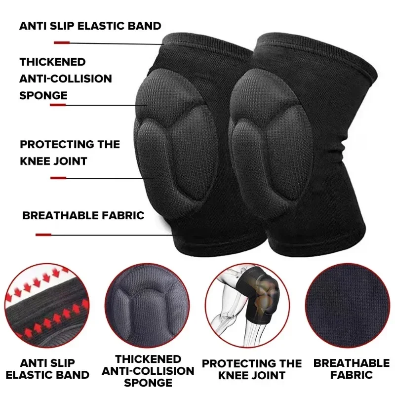 1Pair Thickened Protection Sports Volleyball Knee Pad Elastic Compression Brace Knee Support Soccer Fitness Basketball Protector