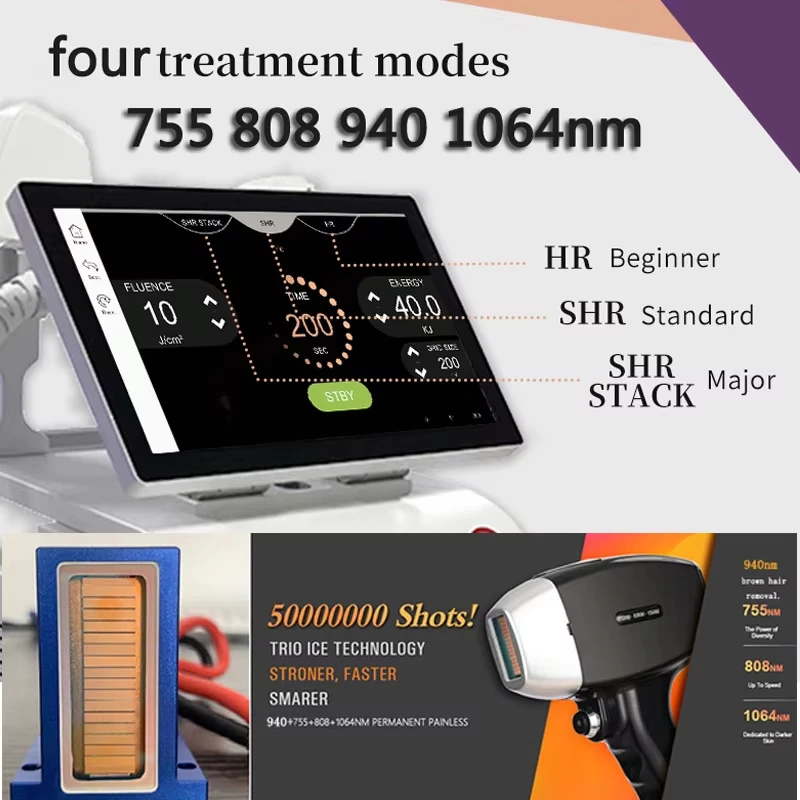 4500W Ice soprano titanium 755nm 808nm 940nm 1064nm 4-wavelength diode hair removal equipment whitening rejuvenating machine