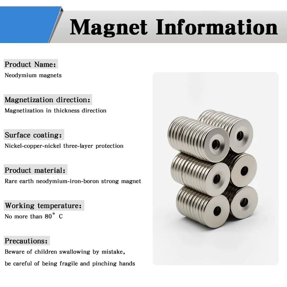 20x3-5mm Super Powerful Round With Holes Magnet Neodymium Magnet NdfeB N35 Strong Permanent Magnetic imanes Refrigerator Magnet