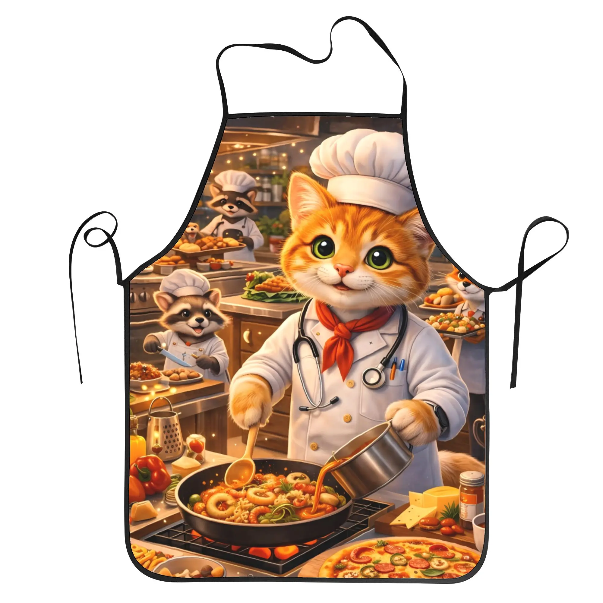 

Cat Dog Cooking BBQ Party Apron Adult Work Kitchen Accessories Household Custom Aprons without Pocket