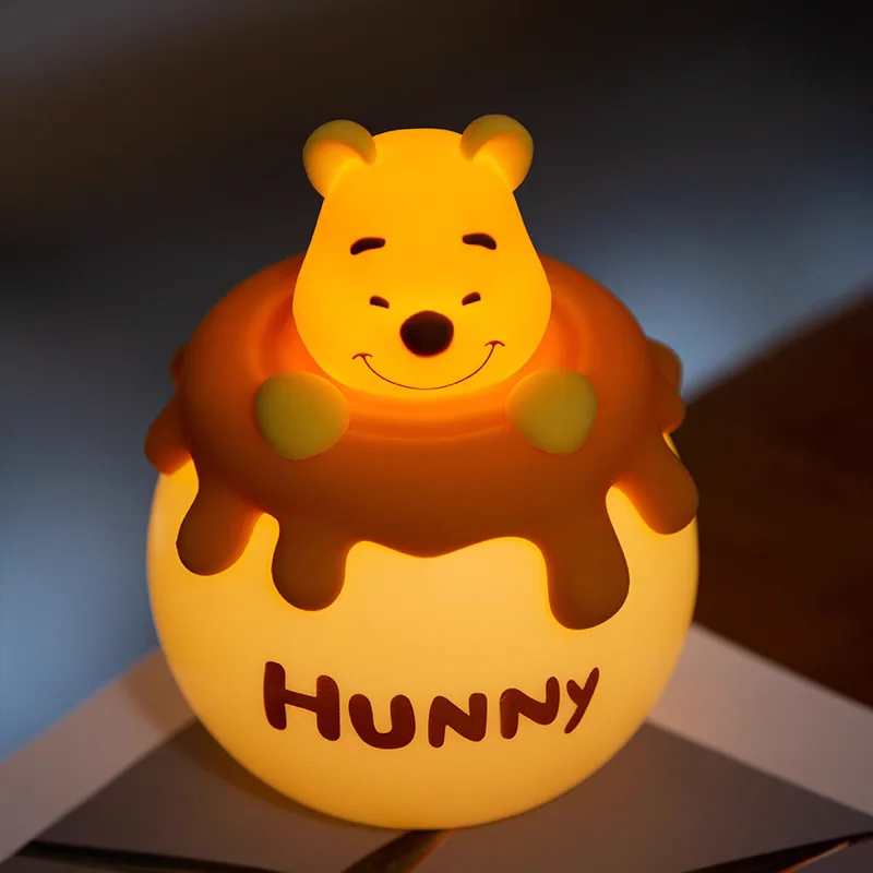 New Disney Winnie The Pooh Bee Jar Shape Creative Cute Night Light Silicone Material Soft Light Eye Protection Childrens Gift