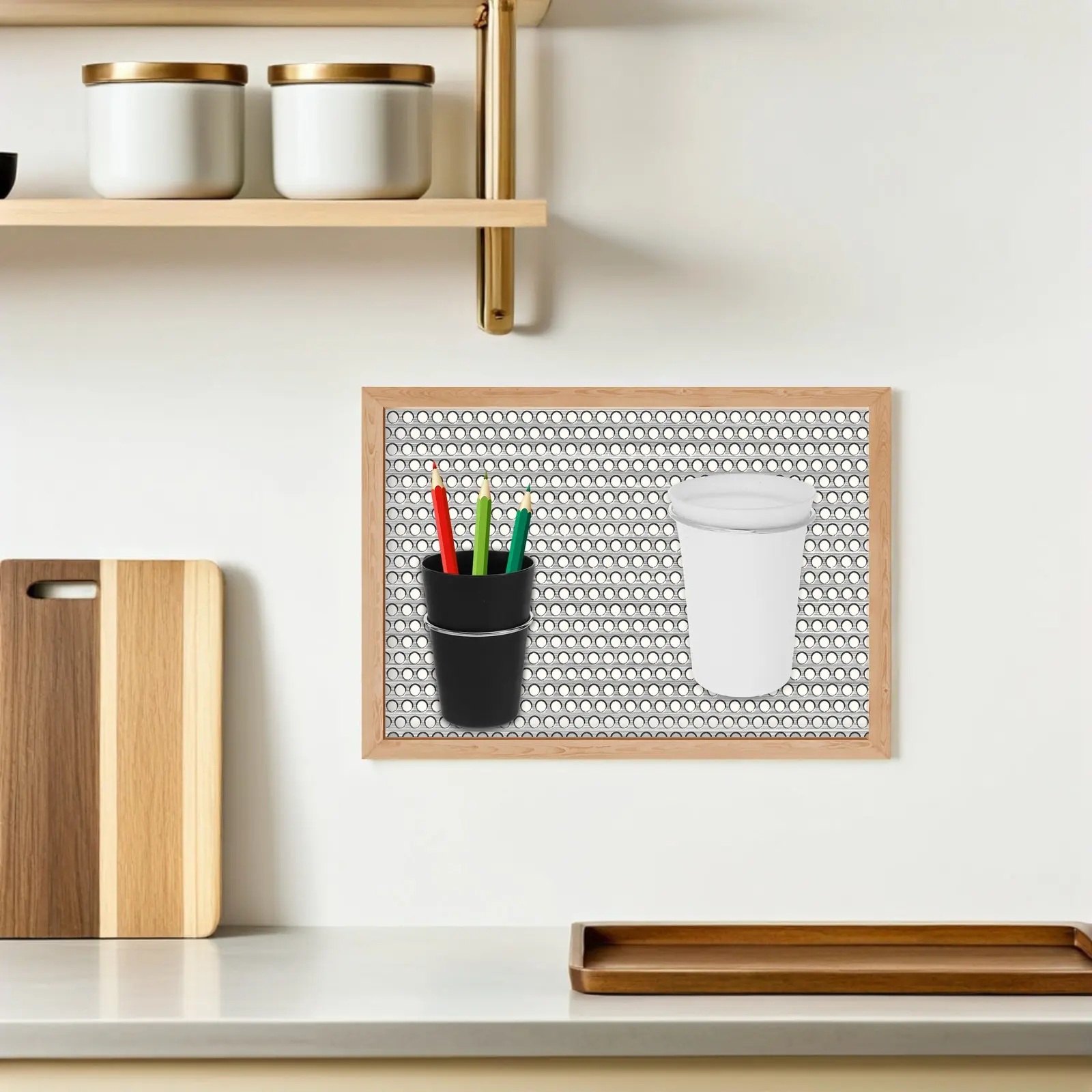 4Sets Pegboard Cup Holders with Hooks Pen Storage Cups Organizer for Nail Art Tools Office Hardware Sewing Studio