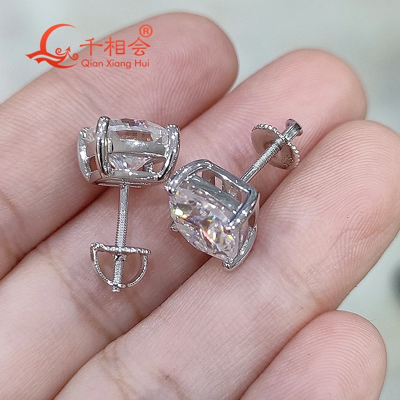 Imagem -04 - Vvs Moissanite Stone Ear Studs para Mulheres S925 Prata Ear Stud Jóias Presente para Casamento Namoro Forma de Almofada 8.5 mm 8.5 mm 3ct d