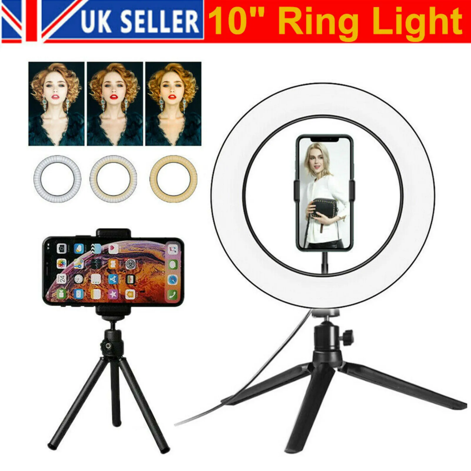 

10 Inch 26cm Fill Light Bracket LED Ring Anchor Light Tripod 28x27x4cm desktop Fill Light