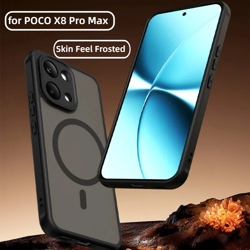 Funda de teléfono translúcida con tacto de piel, de PC+TPU, para POCO X8 Pro Max M8 Pro Redmi Note 15 Pro Plus 4G 5G, magnética y anticaídas.