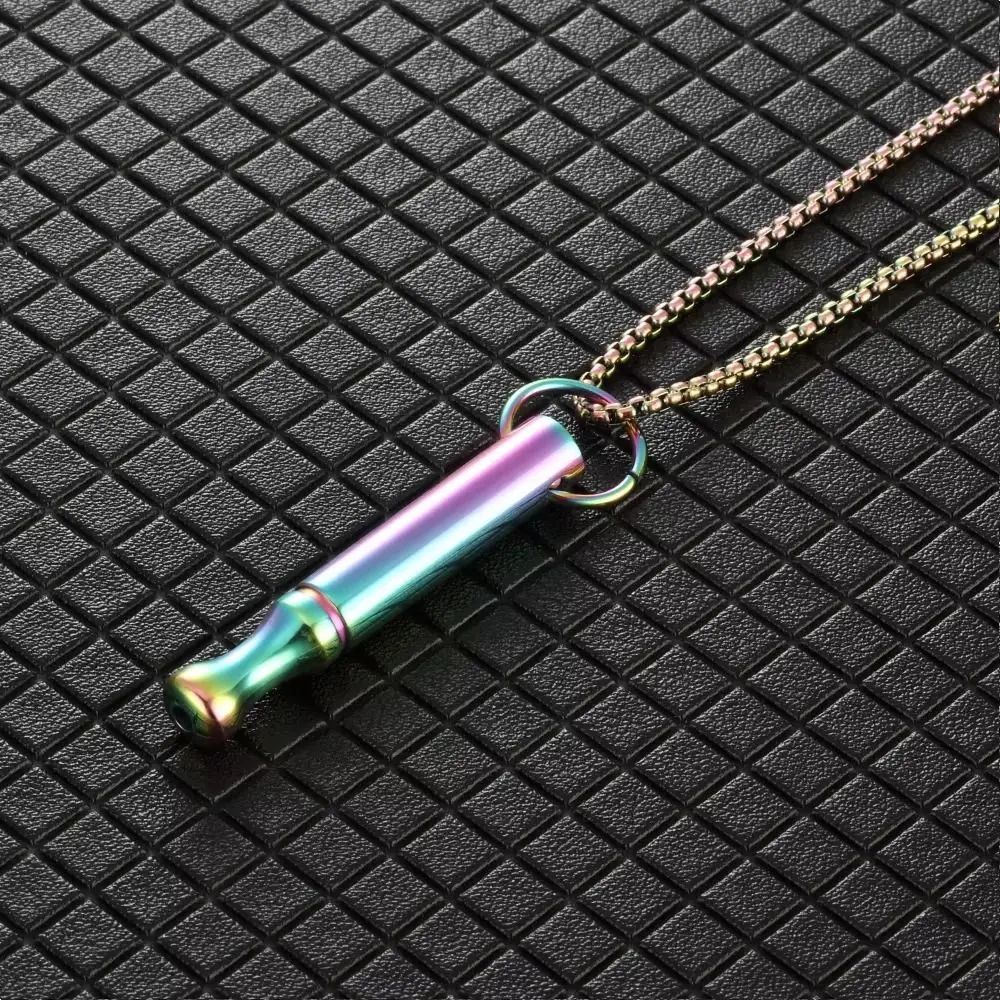 Whistle Mindfulness Breathing Necklace Breathing Resistance Stainless Steel Breathwork Meditation Necklace Round Tube Auxiliary
