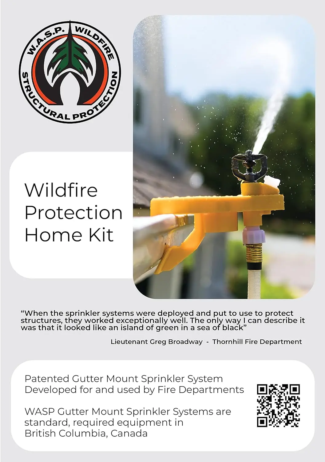 Wildfire Protection Full Kit 2 Roof Sprinklers with Gutter Wall or Fence Mounting &50 Feet of Hose Soaks Rooftop and Surrounding