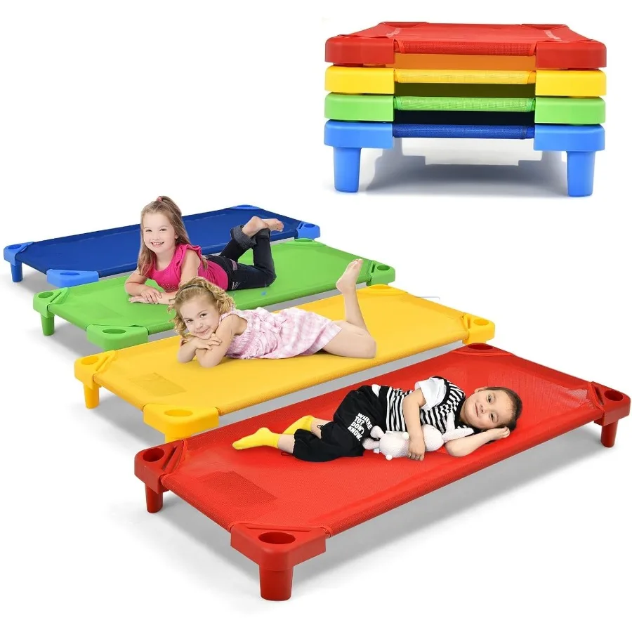 

Fireflowery Toddler Cots for Sleeping Stackable Cot Bed Daycare Furniture w/Easy Lift Corners Great for Preschool Classroom Hom
