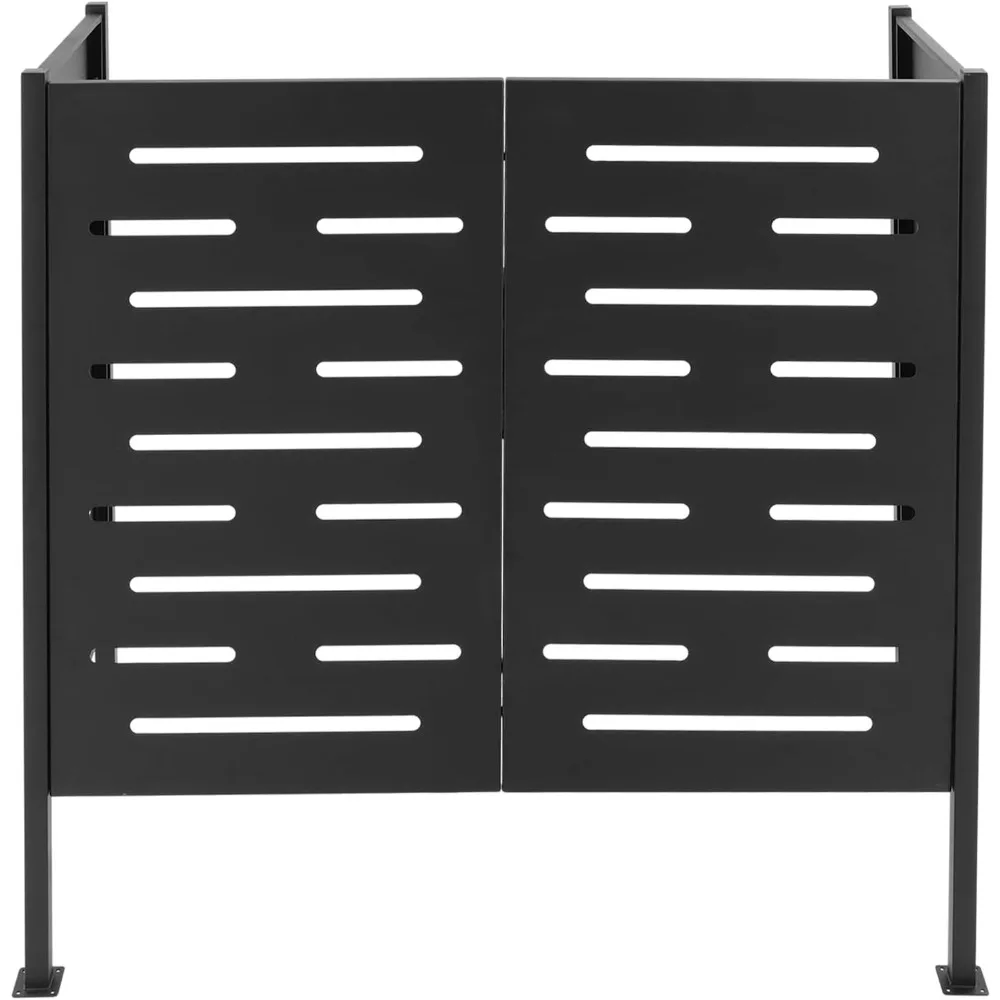 Recinzione per unità esterna, pannelli in legno per schermi privacy esterni con paletti metallici, recinzione per condizionatore d'aria, recinzioni per pattumiera, attrezzatura per piscina