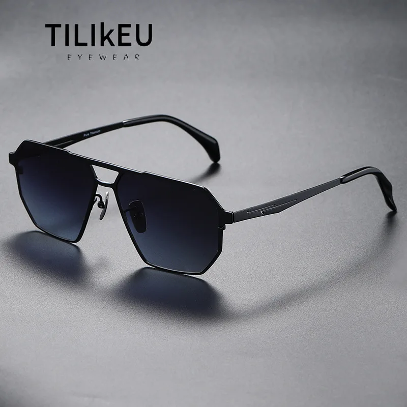 

Premium Luxury Pure Titanium Polarized Sunglasses Designer Men's Fashion Pilot Style Polygonal Driving Fishing Sunglasses UV400