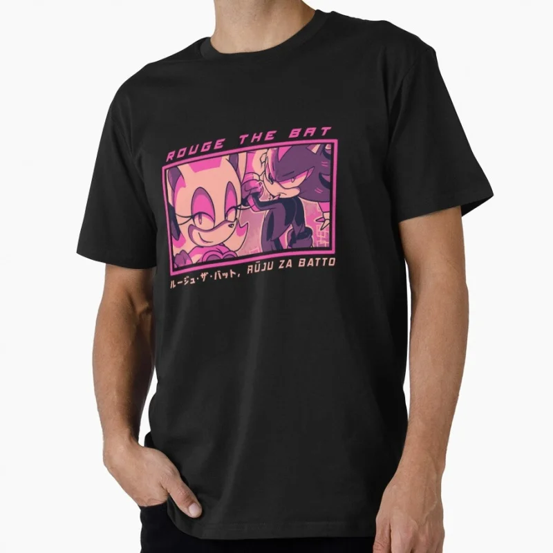 90s Racing Anime Sonic The Hedgehog Gift t shirt 0603 Vintage Cartoon ROUGE THE BAT Graphic Tee Y2K clothes US size Tops S-6XL