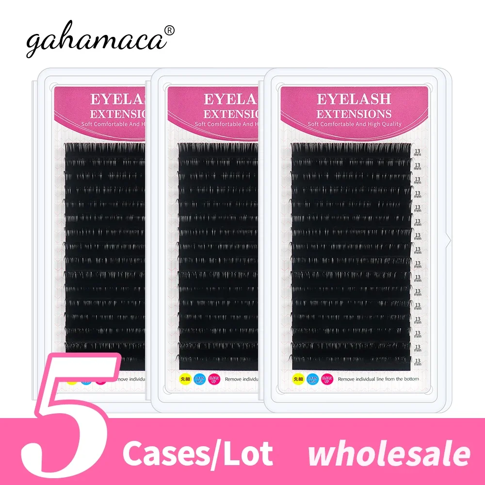 

GAHAMACA Wholesale Maquiagem Makeup Lashes 5 Cases lot Individual Eyelash High Quality Soft Natural Faux Cils