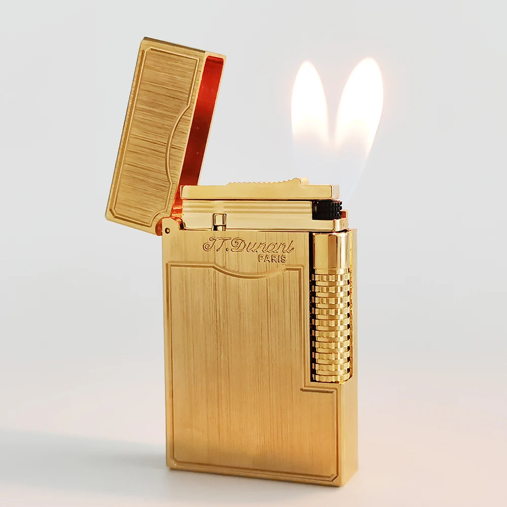 JT.Dunant Gas Lighters Brass Dual Flame Double Fire Smoking Accessory Tobacco Cigarette Tools Men Gift Collections Not Dupont