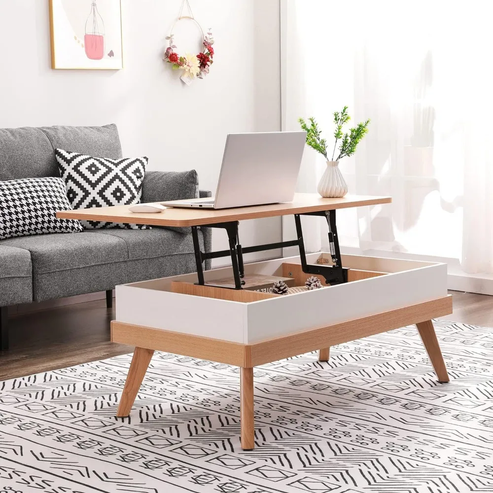 Lift Top Coffee Center Table com compartimento de armazenamento escondido, mesa de jantar fácil de montagem para recepção da sala de estar e escritório