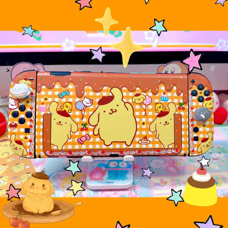 

Kawayii Cherry Pom Pom Purin Crystal Glitter Switchlite Protective Shell Anime Game Peripheral Switchlite/Switch2/Switcholed