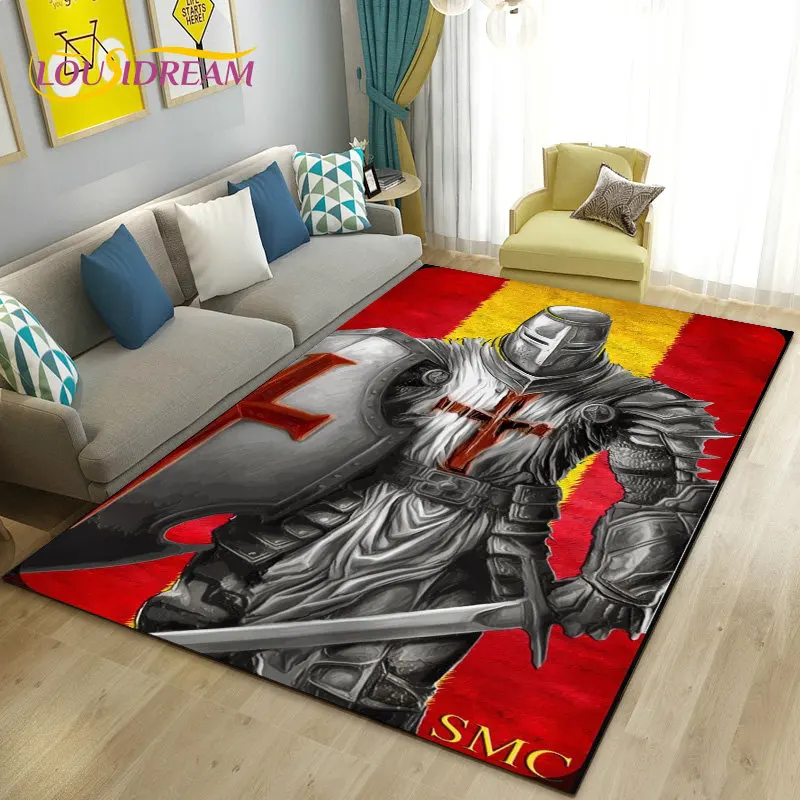 Knight Templar Cavalier Crusaders Game Area Rug Large,Carpet Rug for Living Room Bedroom Sofa Doormat Kitchen,Non-slip Floor Mat