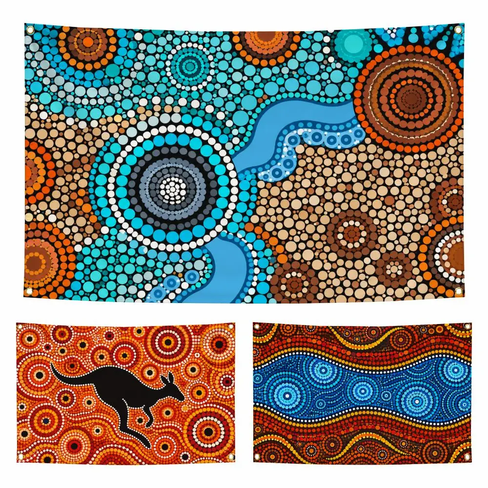 Art A-Australian Aboriginal Art Banner Flags Personalized Flag Room Dorm Camping Picnic Garage Bar Indoor Outdoor Wall Decor