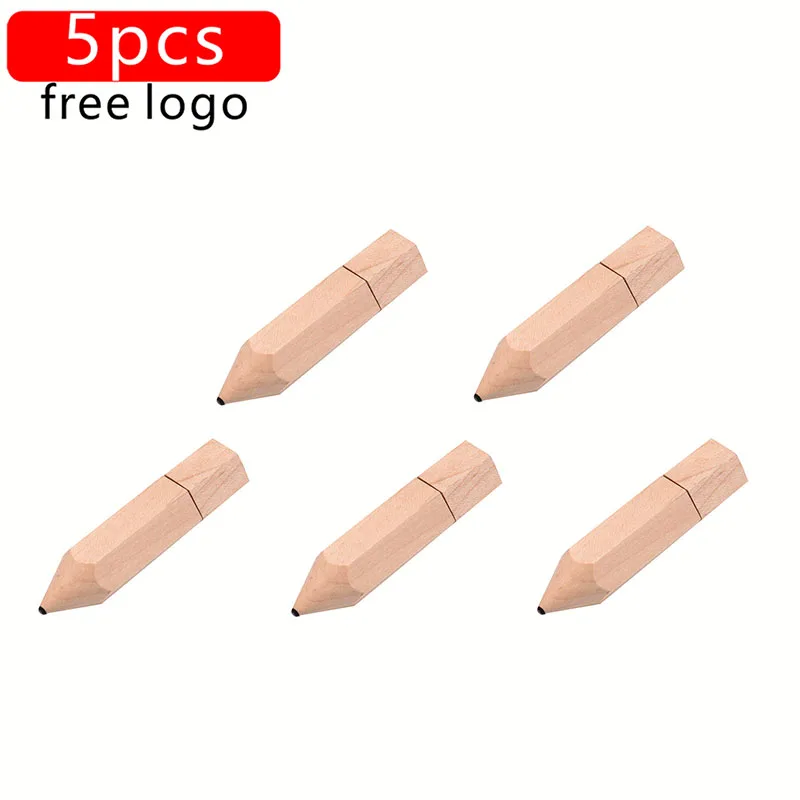 JASTER 5PCS/LOT USB 2.0 (free LOGO) Wooden Pencil Pendrive 4GB 8GB 16GB 32GB 64GB 128GB Flash Drive Memory Stick  Card Gifts