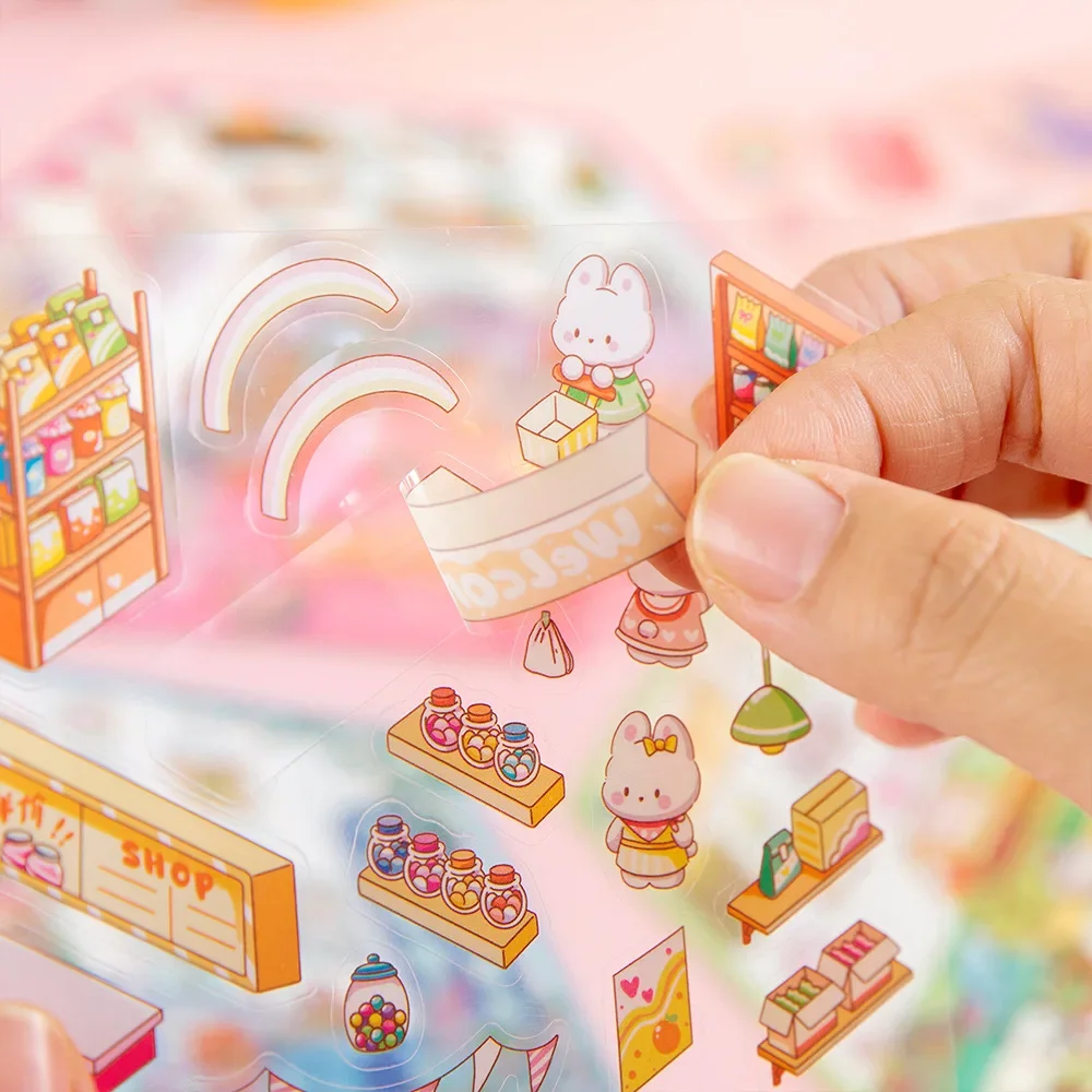 Cartoon Fairy Tale Scenery House Stickers Miniature 3D Landscape Scene Stickers Cross Border Hand Account Stickers