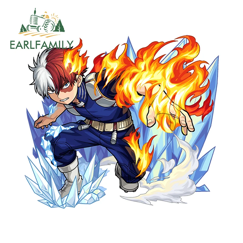 

EARLFAMILY Todoroki Shouto Cool Battle Scenes Car Stickers Amusing Anime Graffiti Motorcycle Decals Sunscreen Car Door Protector