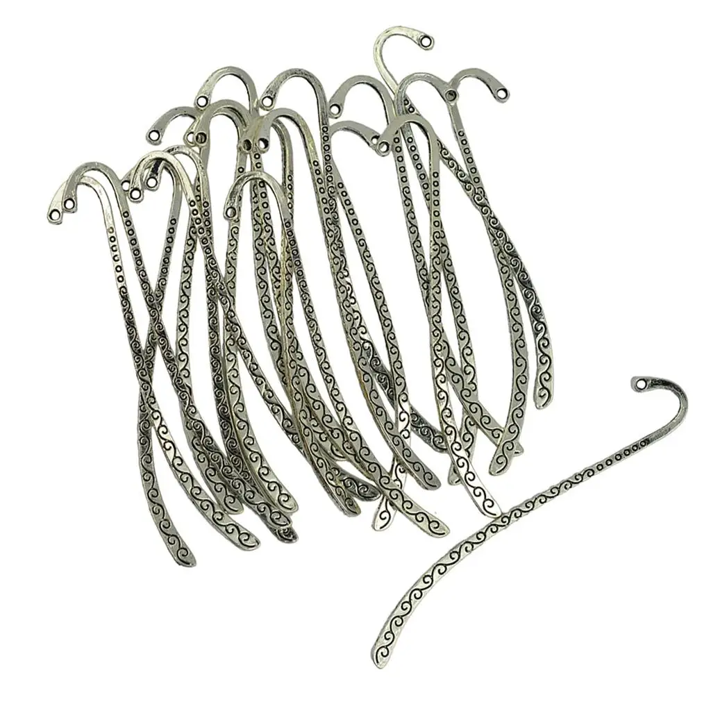 Bookmark Beads Line Pattern Feather Hook Alloy Metal Bookmarks for Books and Jewelry Making
