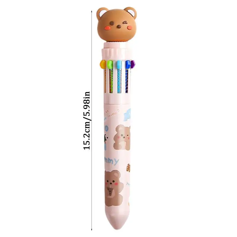 10 cores caneta esferográfica cores sortidas ponto fino 10 em 1 canetas dos desenhos animados 0.5mm retrátil animal canetas esferográficas material escolar