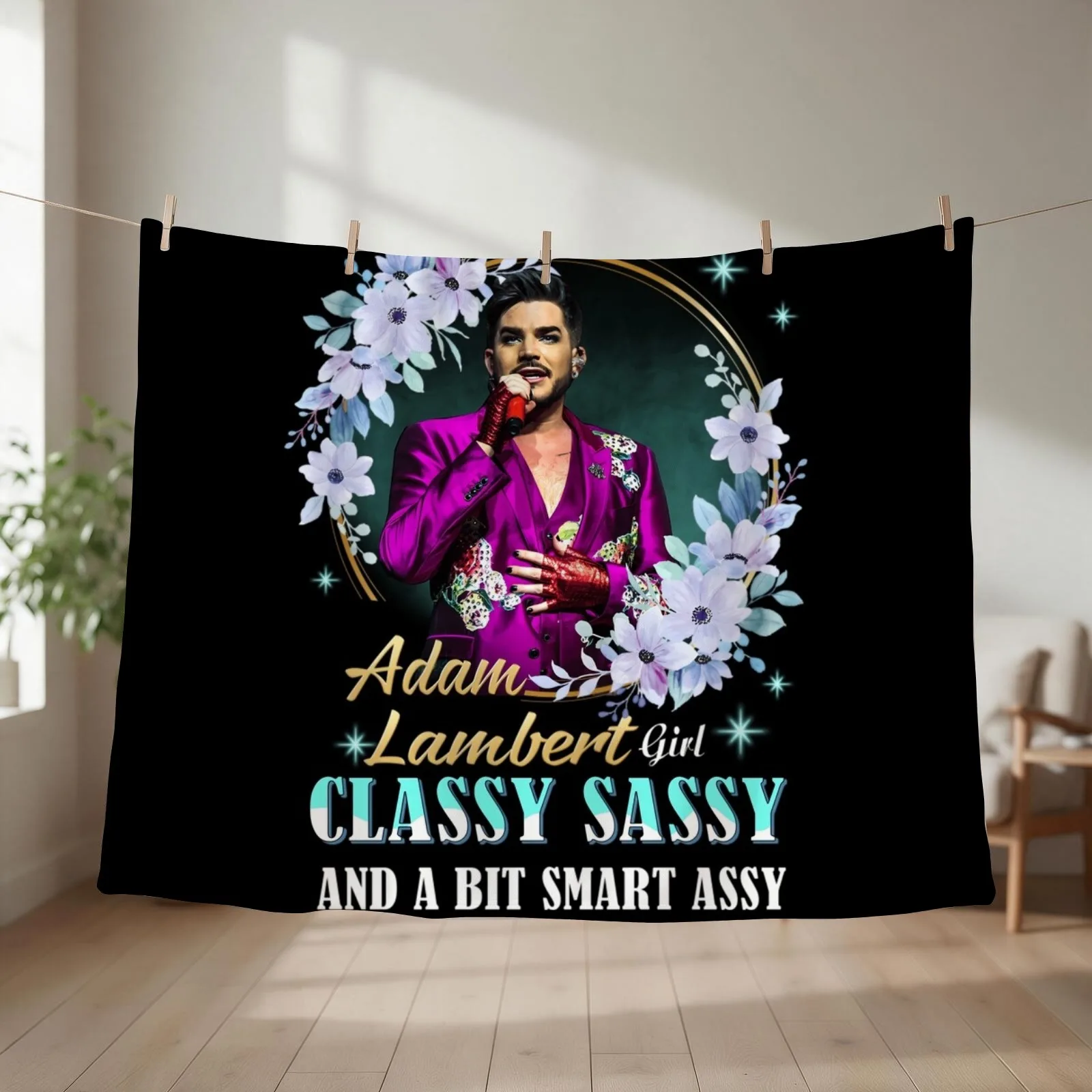 ADAM LAMBERT GIRL CLASSY SASSY AND A BIT SMART ASSY Throw Blanket couch cozy soft plush fuzzy picnic outdoor blanket
