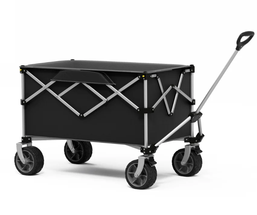 Collapsible Outdoor Wagon  Folding Garden Portable Hand Truck With All-Terrain Beach Wagon Big Wheels, Adjust