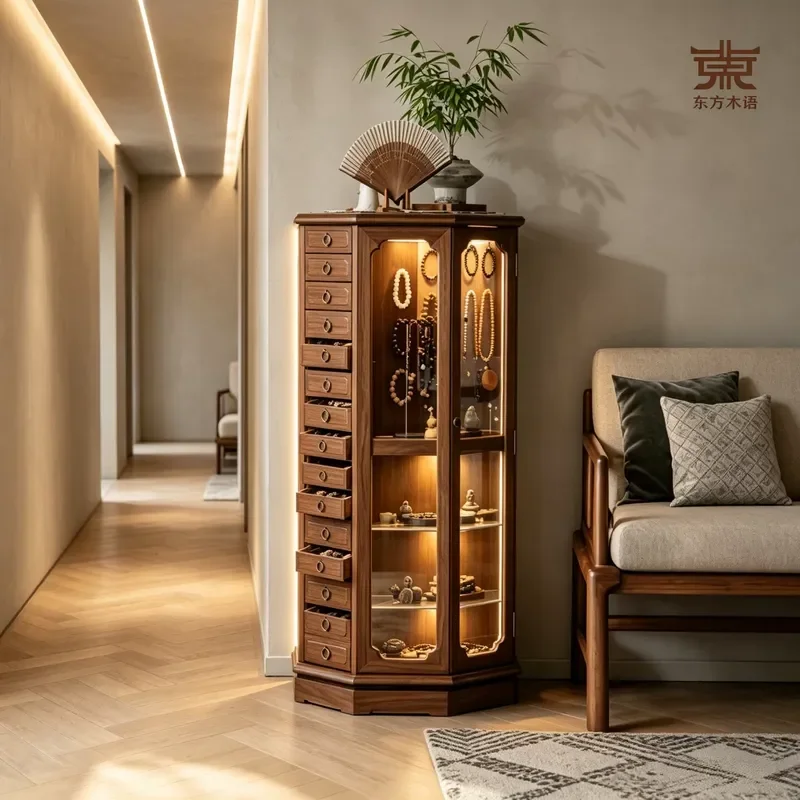 New Chinese Style Black Walnut Solid Wood Storage Cabinet Multi Layer Drawer Display Cabinet 26 New Models