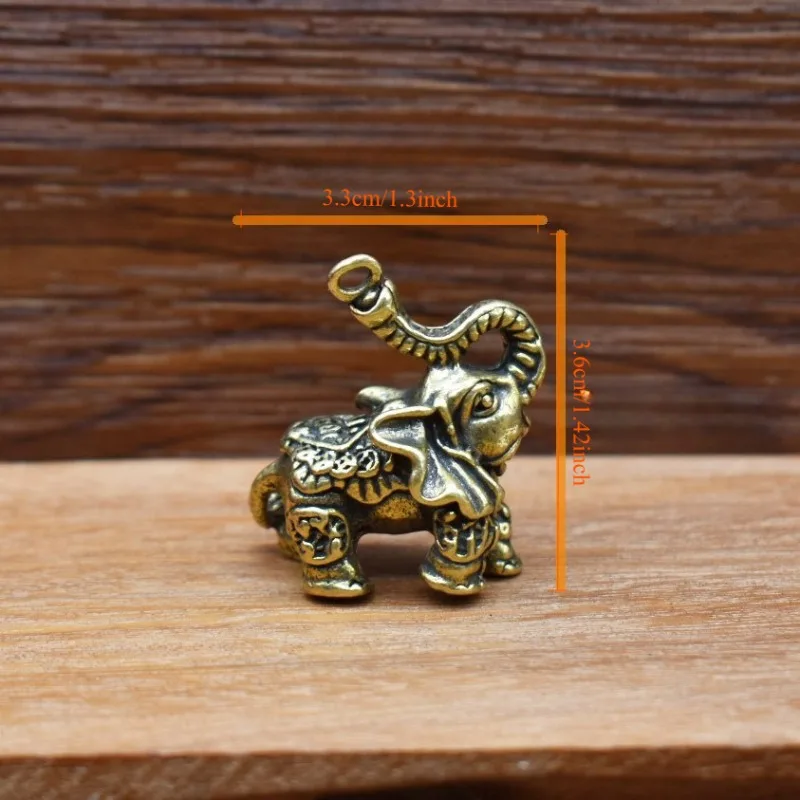 Brass Trunk Up Elephant Figurine Metal Lucky Elephant Statue Desktop Decor Pendant Ornament Gift