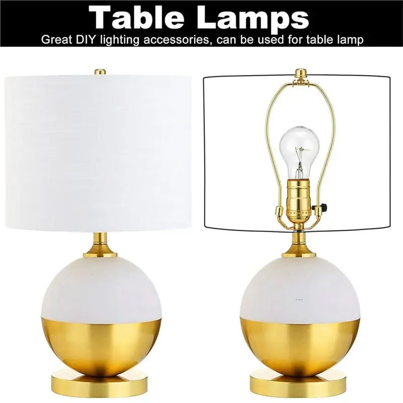 RABIT AS59~ 2 Pack Bulb Lamp Shade Detachable Lamp Shade Holder Gold Lamp Shade Holder Light Bulb Clip Adapter Lampshade Bracket