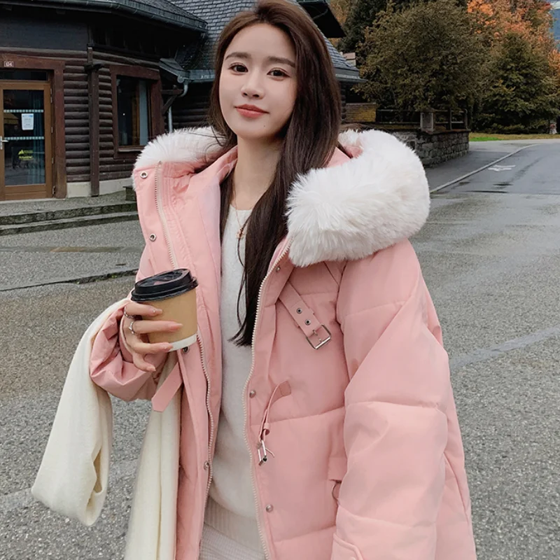 Black Down Jacket Women Coat Hooded Fashion American Streetwear Y2K Style Duck Down Feather Female Winter Pink Short Outwear