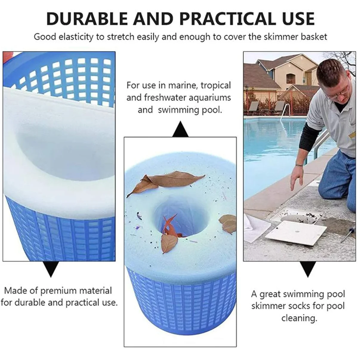 25pcs Pool Skimmer Sock, Filter, Basket Pool Protector, Durable Filter Sock Mesh Cleans Debris and Leaves