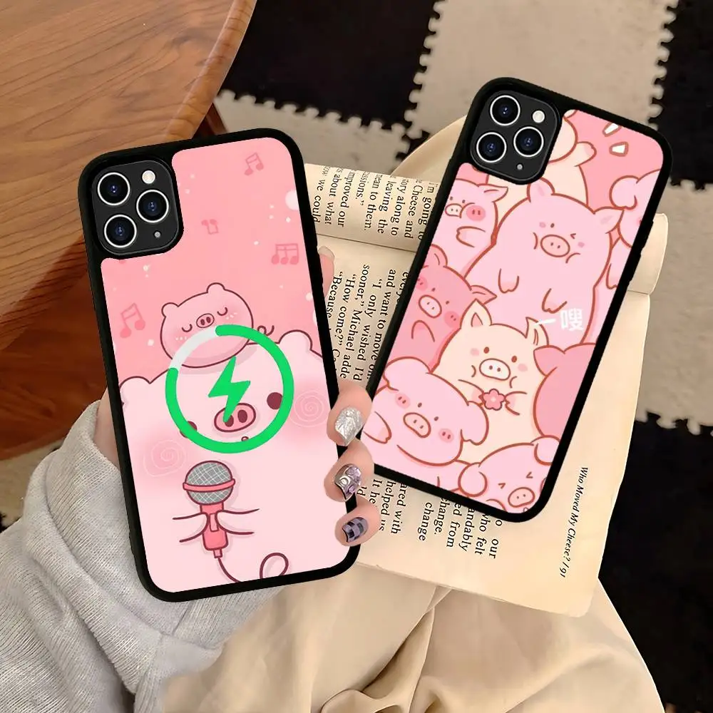 Cartoon The Little Lulu Piggy Magnetic Wireless Phone Case For IPhone 17 16 15 14 13 12 11 Pro Max For Magsafe Cover