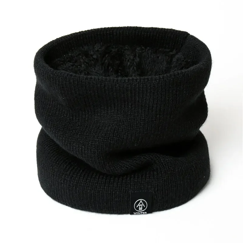 Knitted Solid Color Scarves  Warm Thickened Neck Scarfs Ski Face Mask Tube Circle Scarf for Skiing Hiking Cycling