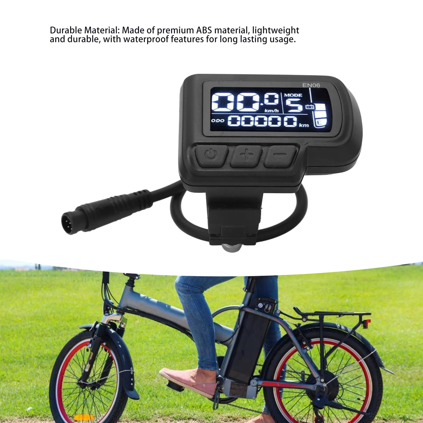 

EN06 LCD Bike Display Meter with Light Connector 6pin Waterproof Wire 24V 36V 48V 60V Electric Bike Panel for 22.2mm Handlebar