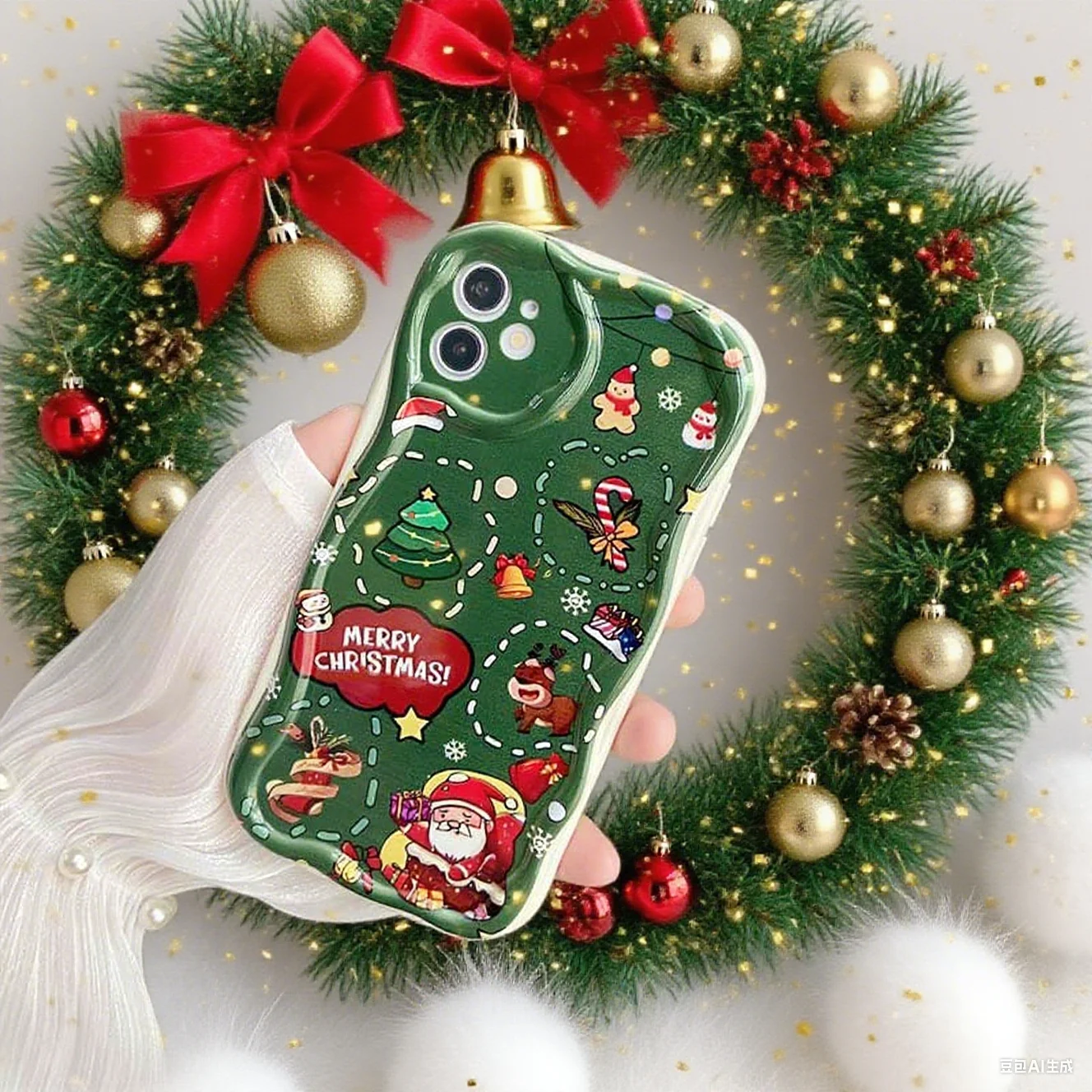 3D Christmas Tree Santa Claus Elk Chain Case For IPhone 17 Pro Air Max 16 Pro 15 14 13 12 11 Pro Max Plus 16e Cover Silicone