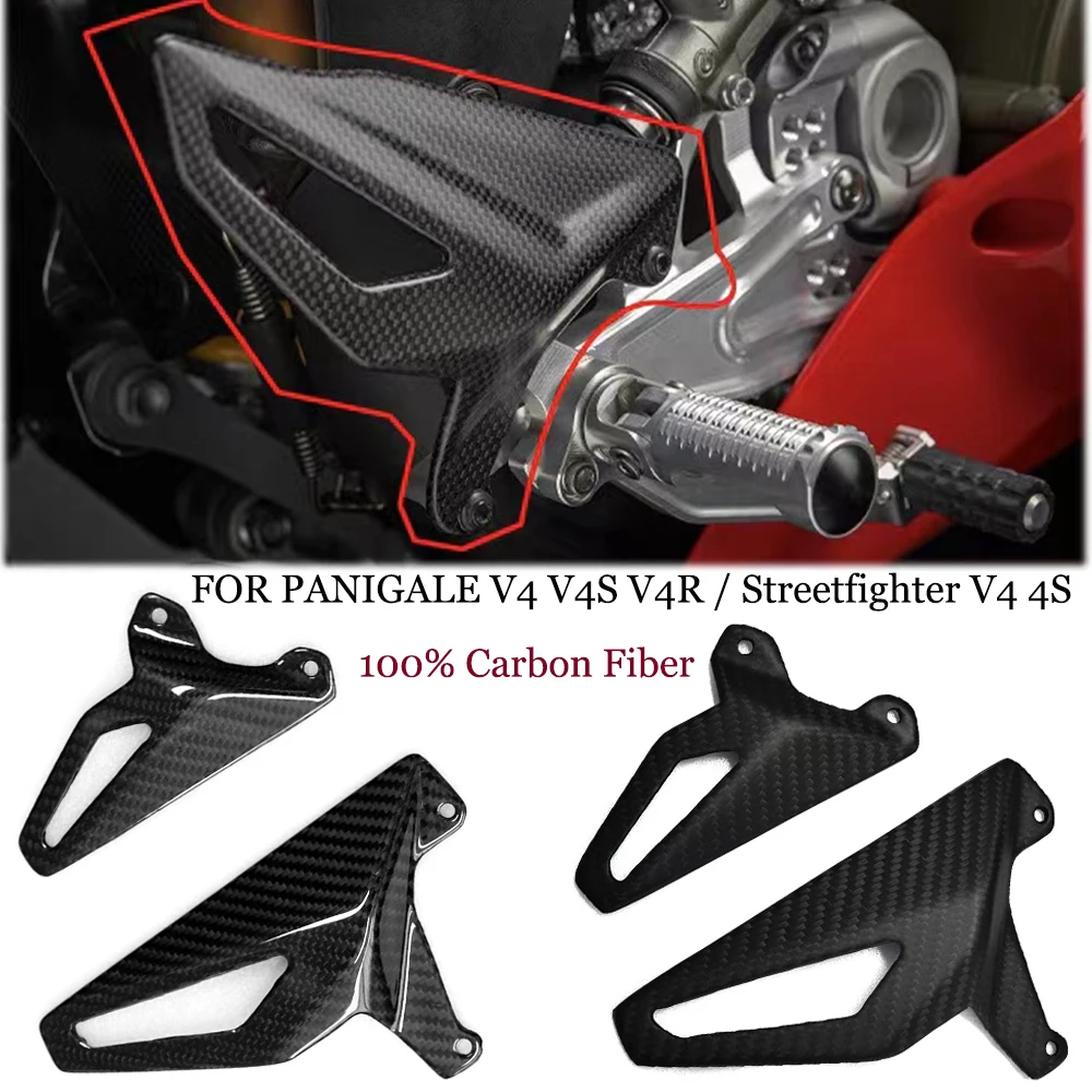 For DUCATI Panigale V 4 V4 S R & Streetfighter V4 4S Motorcycle Accessories Carbon Fiber Heel Guard Protector Foot Wing Rearset